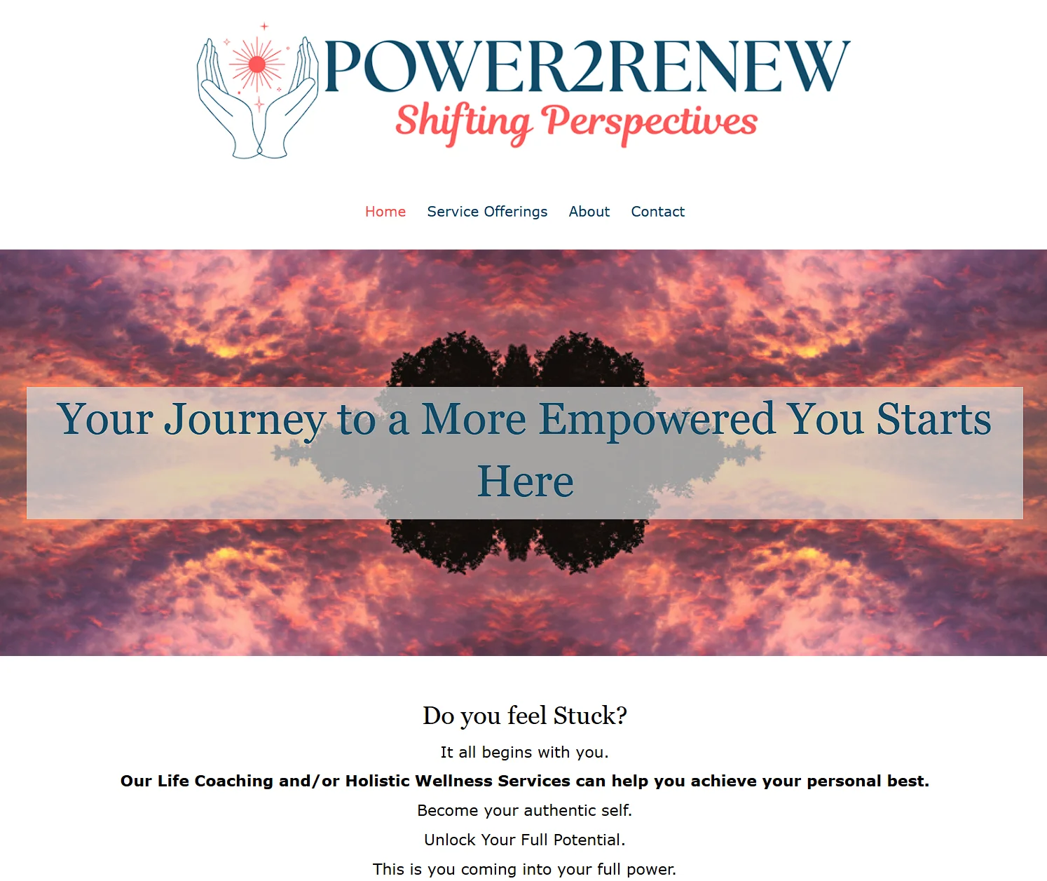 power 2 renew website home page